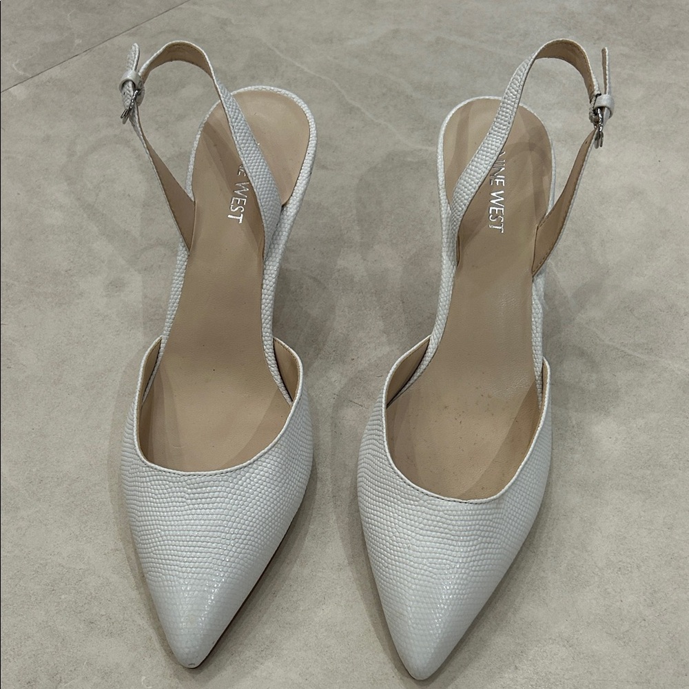 NWOT Nine West White Slingback Heels